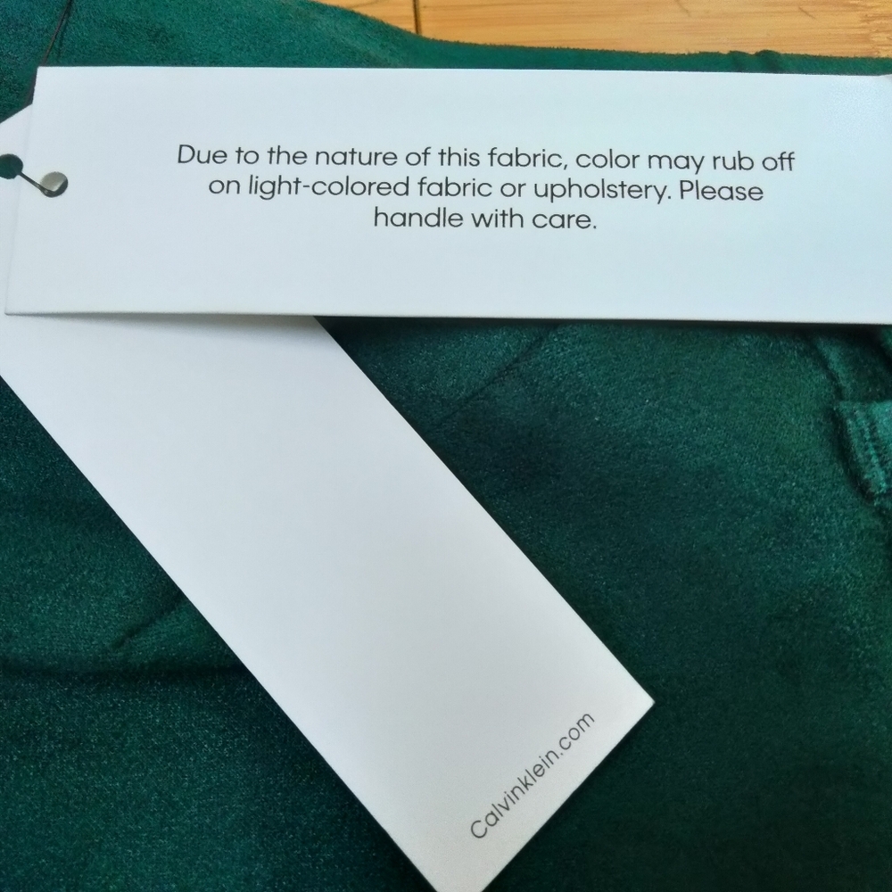 Calvin Klein NWT Faux Suede Green Midi Dress Size 8 A-Line Sleeveless Belted - Picture 11 of 15